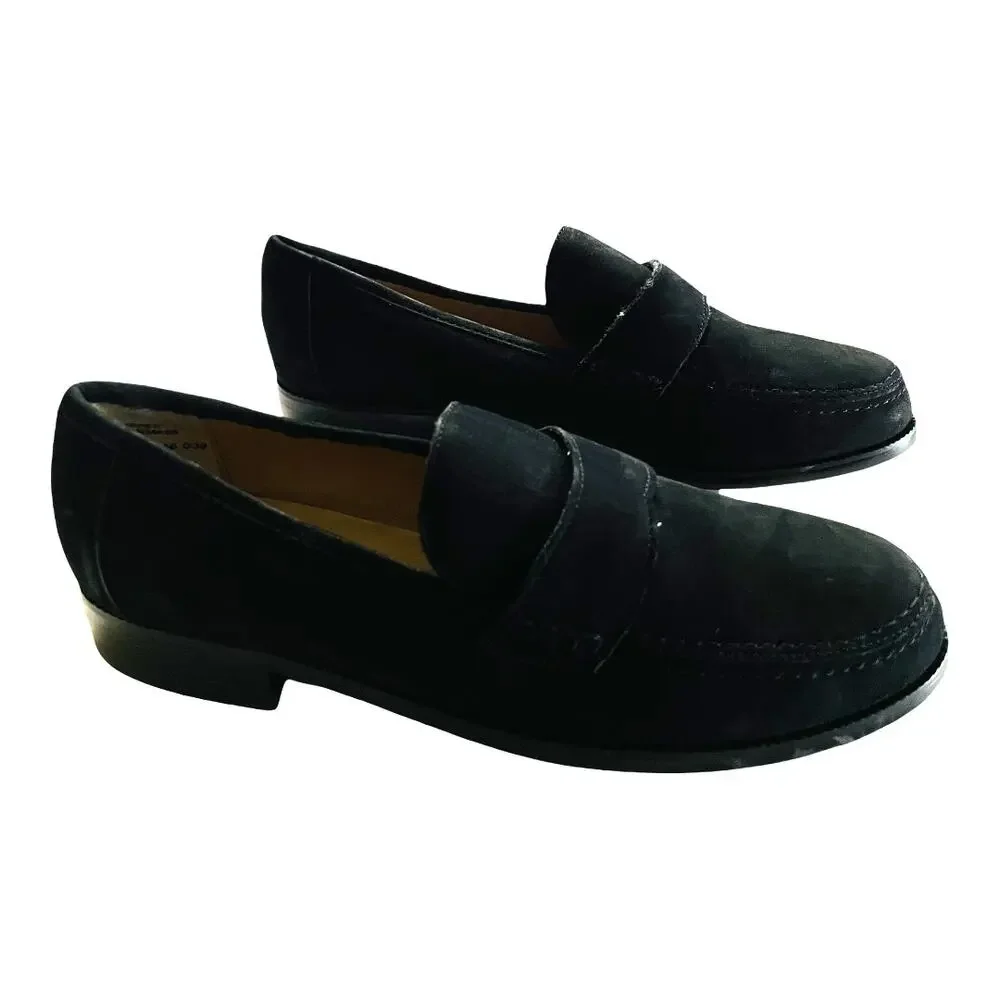 Dolcis Leather Black Suede Loafers Size 6